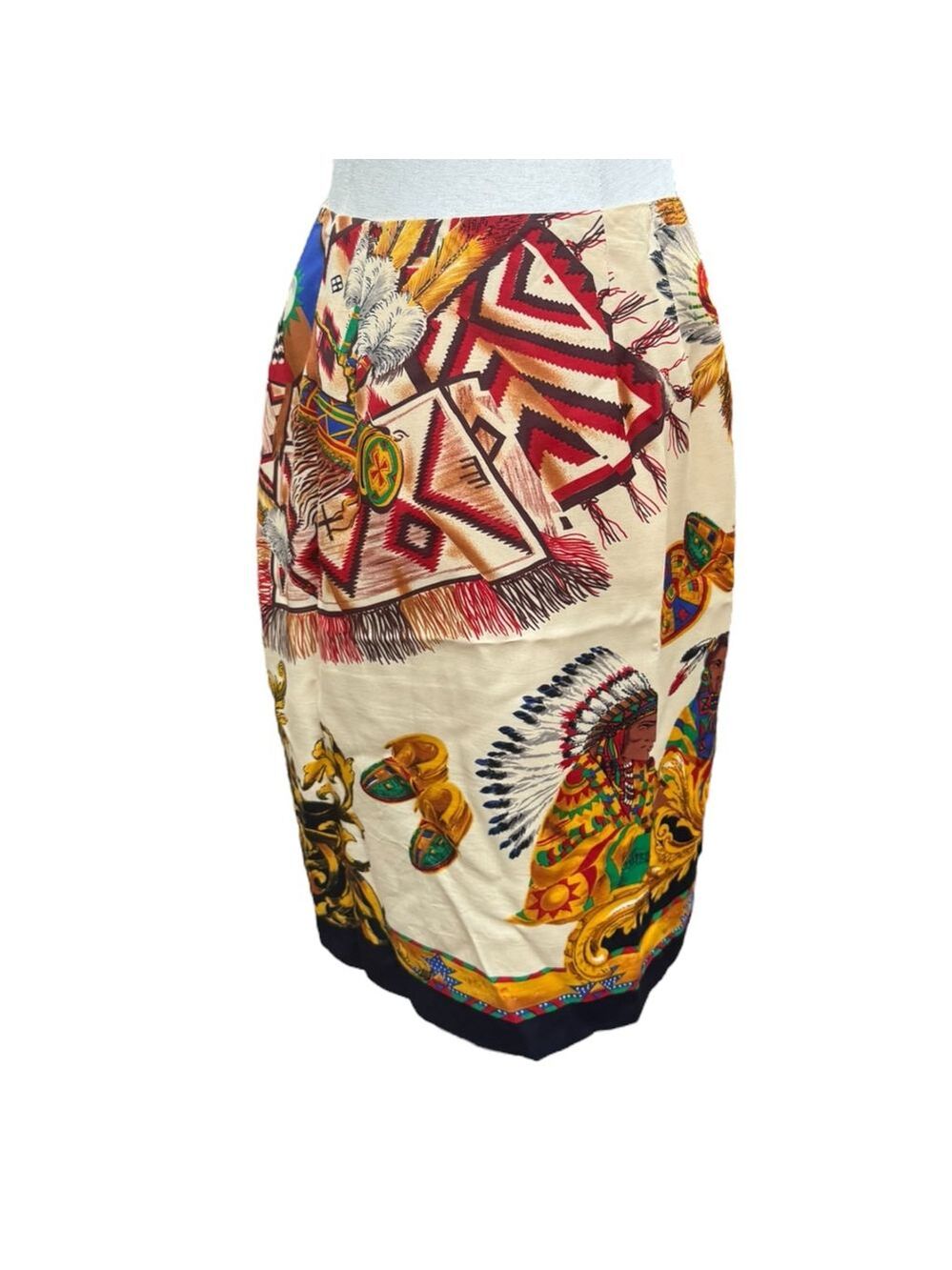 Vintage Preston & York Native Print Pencil Skirt 6 Bold Western Boho Statement - Picture 7 of 13